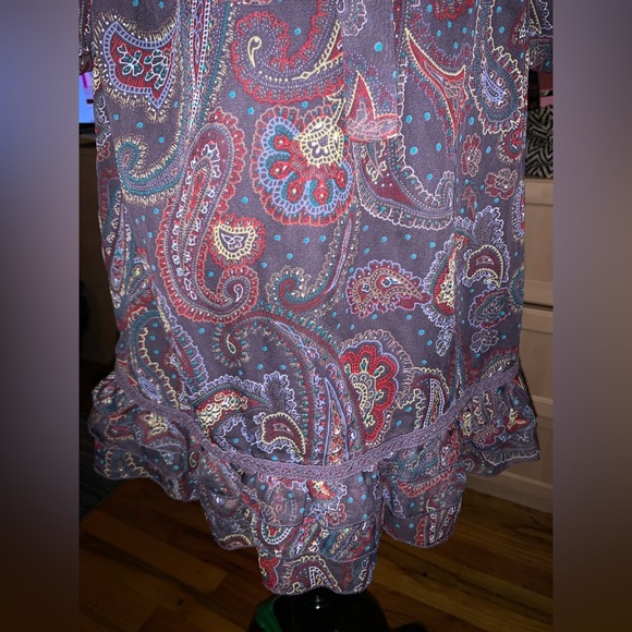Rare vintage Dunnes Elegant Paisley neck bow dainty 70s style feminine dress 10 - Picture 7 of 11